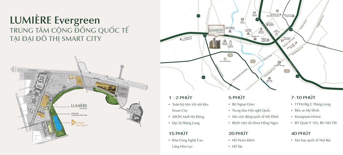 Vị trí Lumiere Evergreen sở hữu khả năng kết nối vùng linh hoạt và thuận tiện
